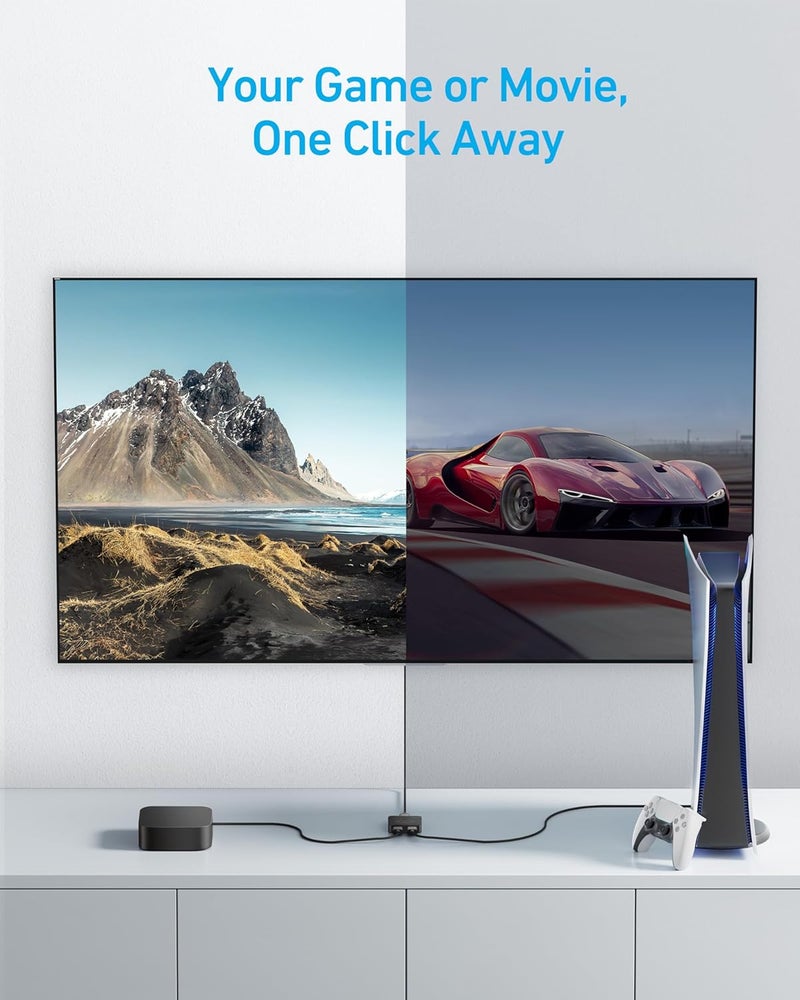 Anker HDMI Switch, 4K@60Hz HDMI Switcher, 2 in 1 Out with Smooth Finish, Supports HDR, 3D, Dolby, Compatible with Laptops, PC, Xbox Series, PS5 / PS4, Projector, and More - Image 3